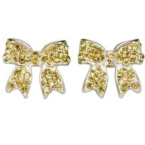 Melody Women & Girls Fashion Jewelry Sterling Silver ￼& Gold Bow Earrings